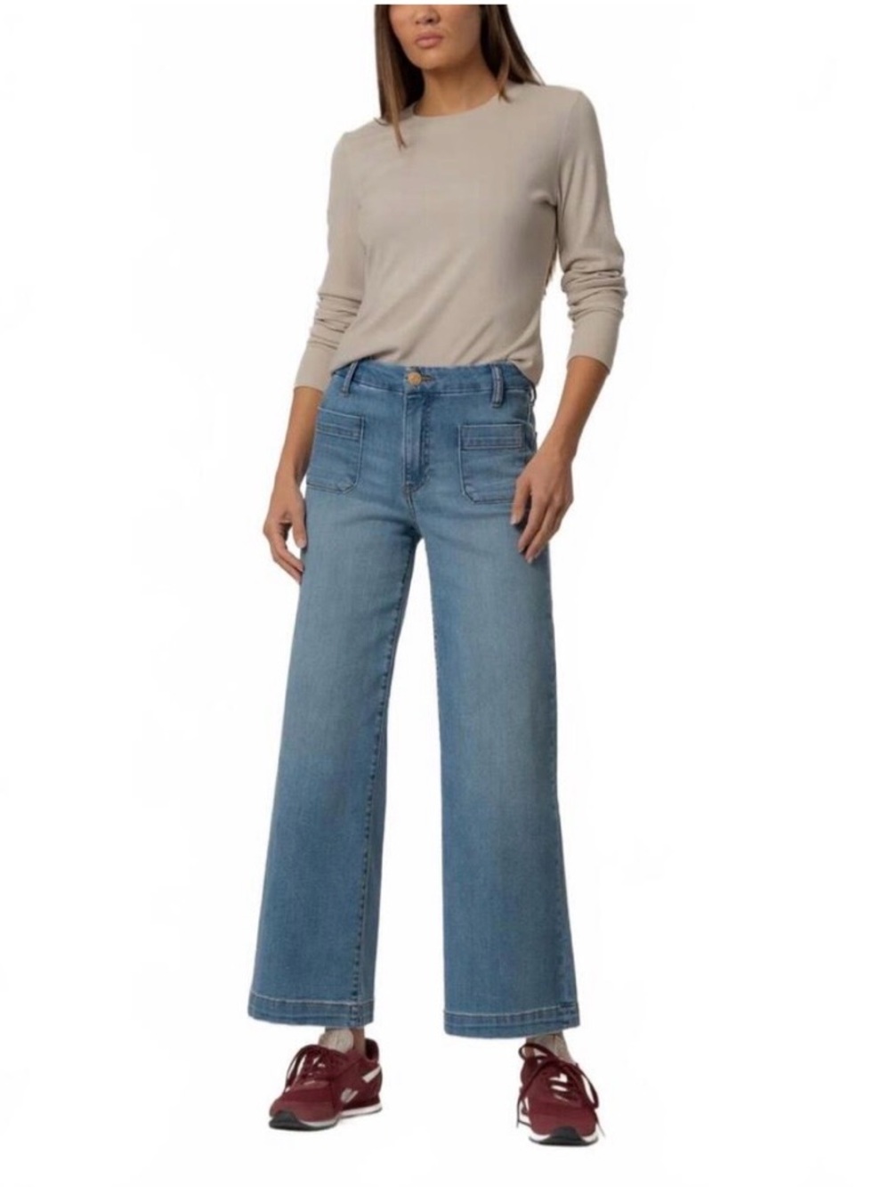 New Kut from the Kloth Meg High Rise Wide Leg Denim Jeans Size 4 Patch Pockets